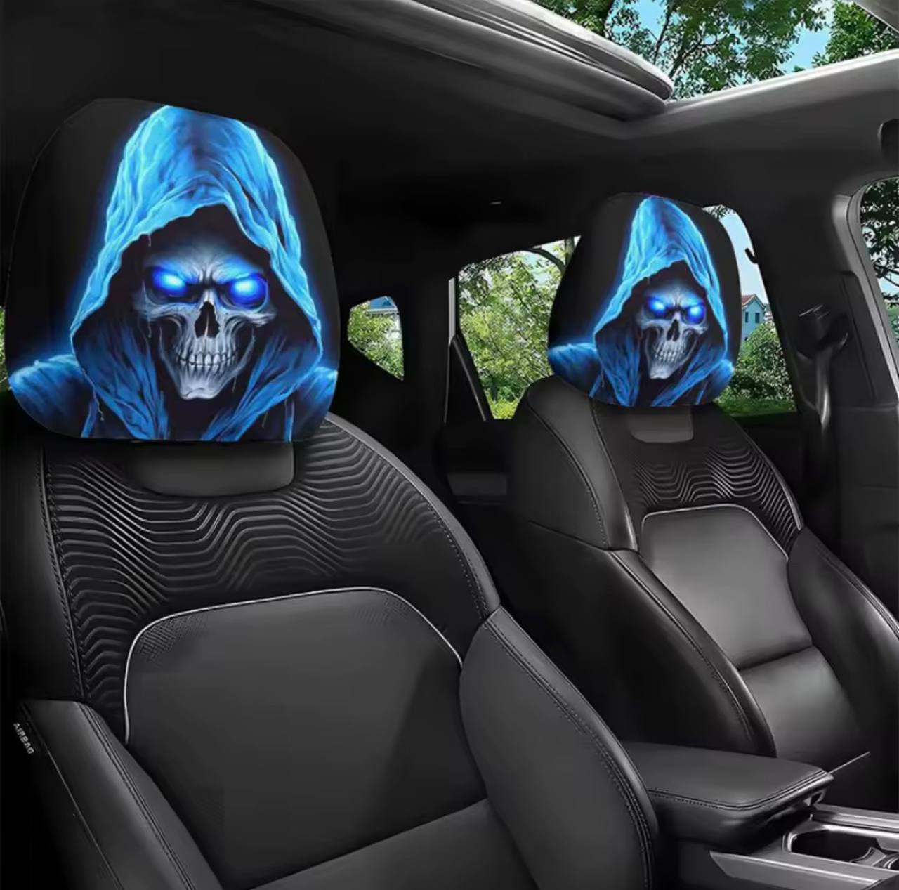 Scary Car Headrest Cover👁️