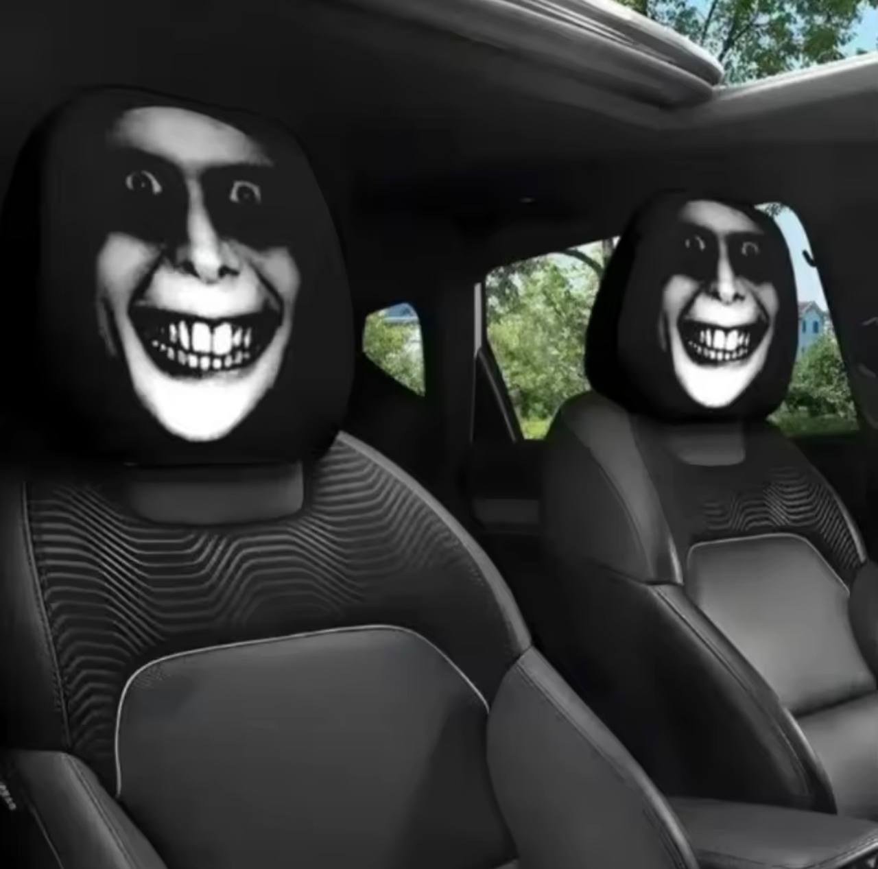 Scary Car Headrest Cover👁️